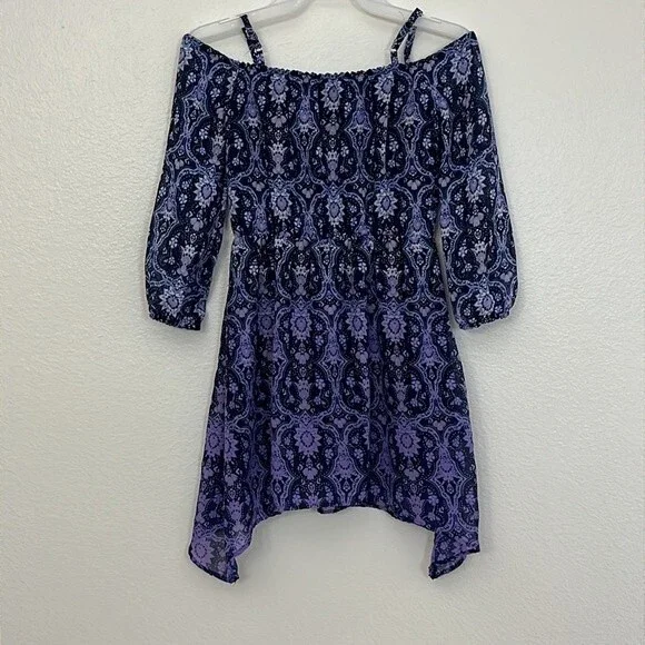The Children’s Place girl 7/8 cold Shoulder long Sleeve Ombré dress - Picture 4 of 15